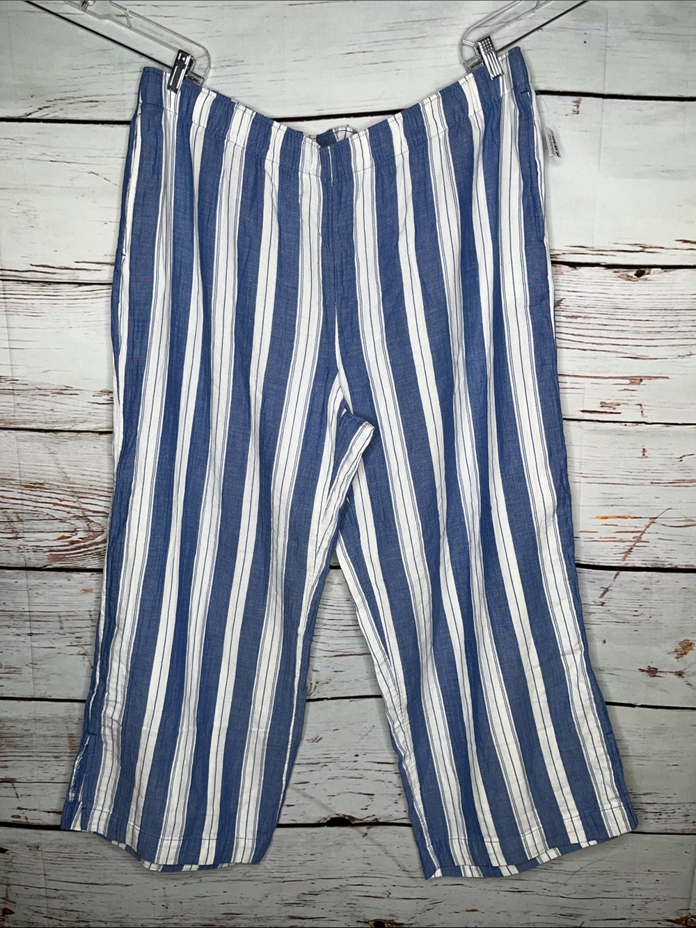 Old Navy NWT Size XXL Blue & White Stripe Pull On Demi Wide Leg Pants